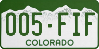 CO license plate 005FIF