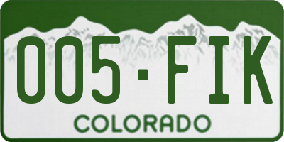 CO license plate 005FIK