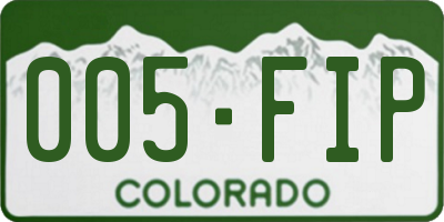 CO license plate 005FIP