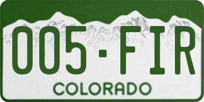 CO license plate 005FIR