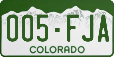 CO license plate 005FJA