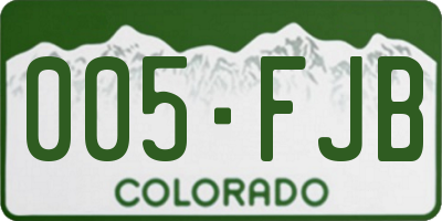 CO license plate 005FJB