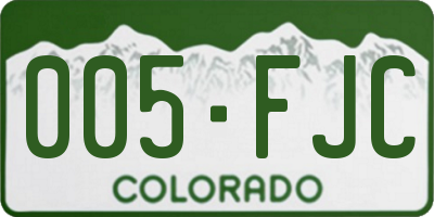 CO license plate 005FJC