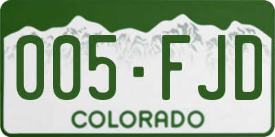 CO license plate 005FJD