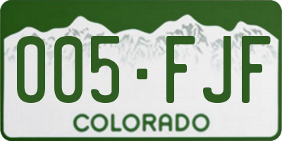 CO license plate 005FJF