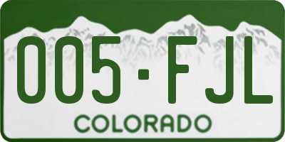 CO license plate 005FJL