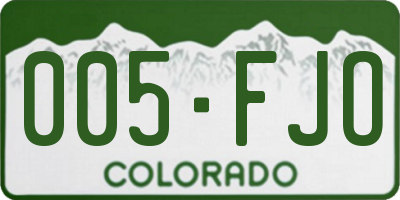CO license plate 005FJO