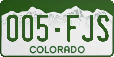 CO license plate 005FJS