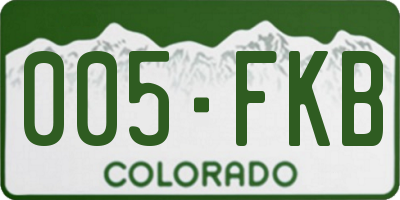 CO license plate 005FKB