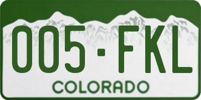 CO license plate 005FKL