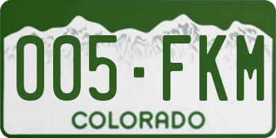CO license plate 005FKM