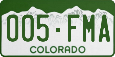 CO license plate 005FMA