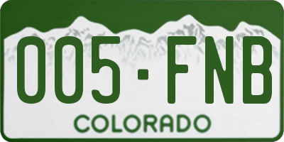 CO license plate 005FNB