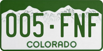 CO license plate 005FNF