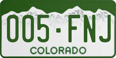 CO license plate 005FNJ