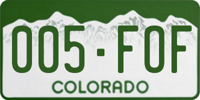 CO license plate 005FOF