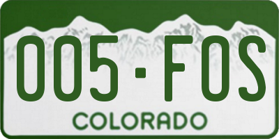 CO license plate 005FOS