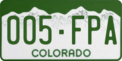 CO license plate 005FPA