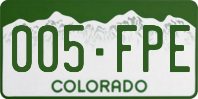 CO license plate 005FPE