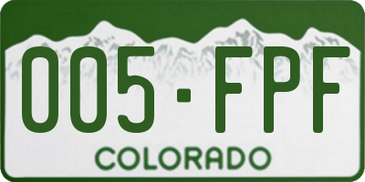 CO license plate 005FPF