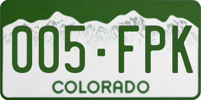 CO license plate 005FPK