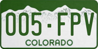 CO license plate 005FPV