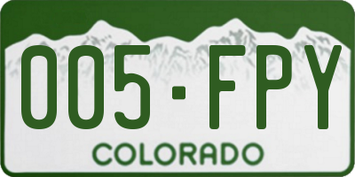 CO license plate 005FPY