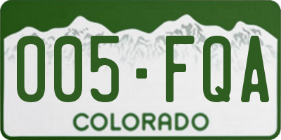 CO license plate 005FQA