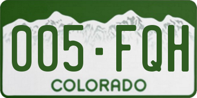 CO license plate 005FQH