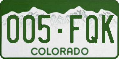 CO license plate 005FQK