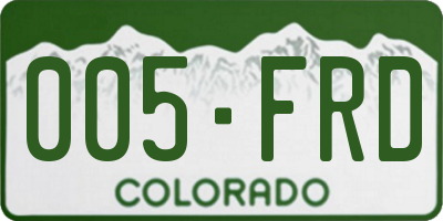 CO license plate 005FRD