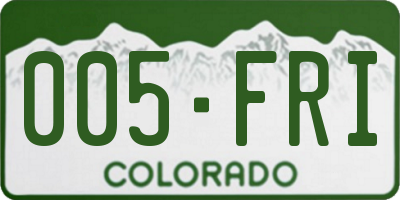 CO license plate 005FRI