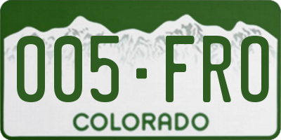 CO license plate 005FRO