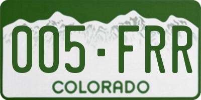 CO license plate 005FRR
