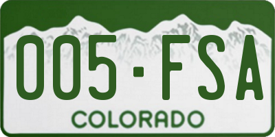 CO license plate 005FSA