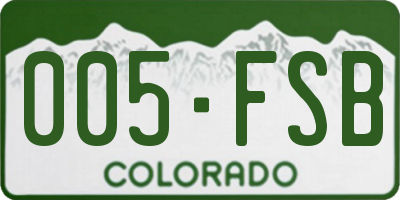 CO license plate 005FSB