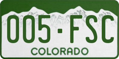 CO license plate 005FSC