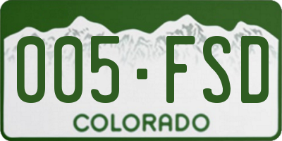 CO license plate 005FSD