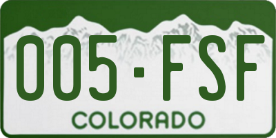 CO license plate 005FSF