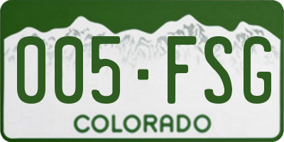 CO license plate 005FSG