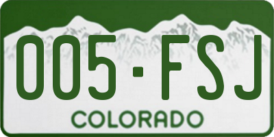 CO license plate 005FSJ