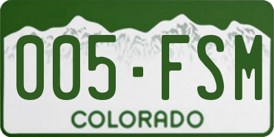 CO license plate 005FSM