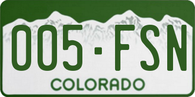CO license plate 005FSN