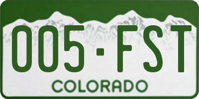CO license plate 005FST