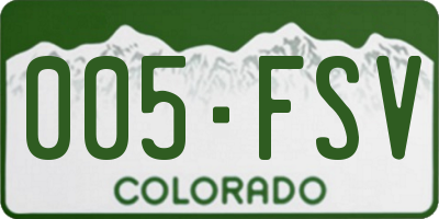 CO license plate 005FSV