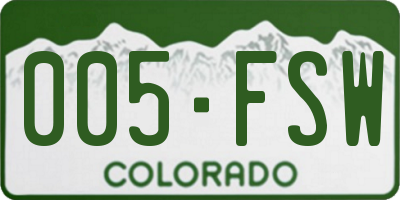 CO license plate 005FSW