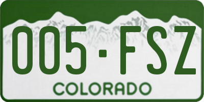 CO license plate 005FSZ