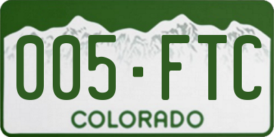 CO license plate 005FTC