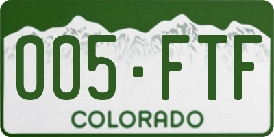 CO license plate 005FTF