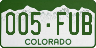 CO license plate 005FUB